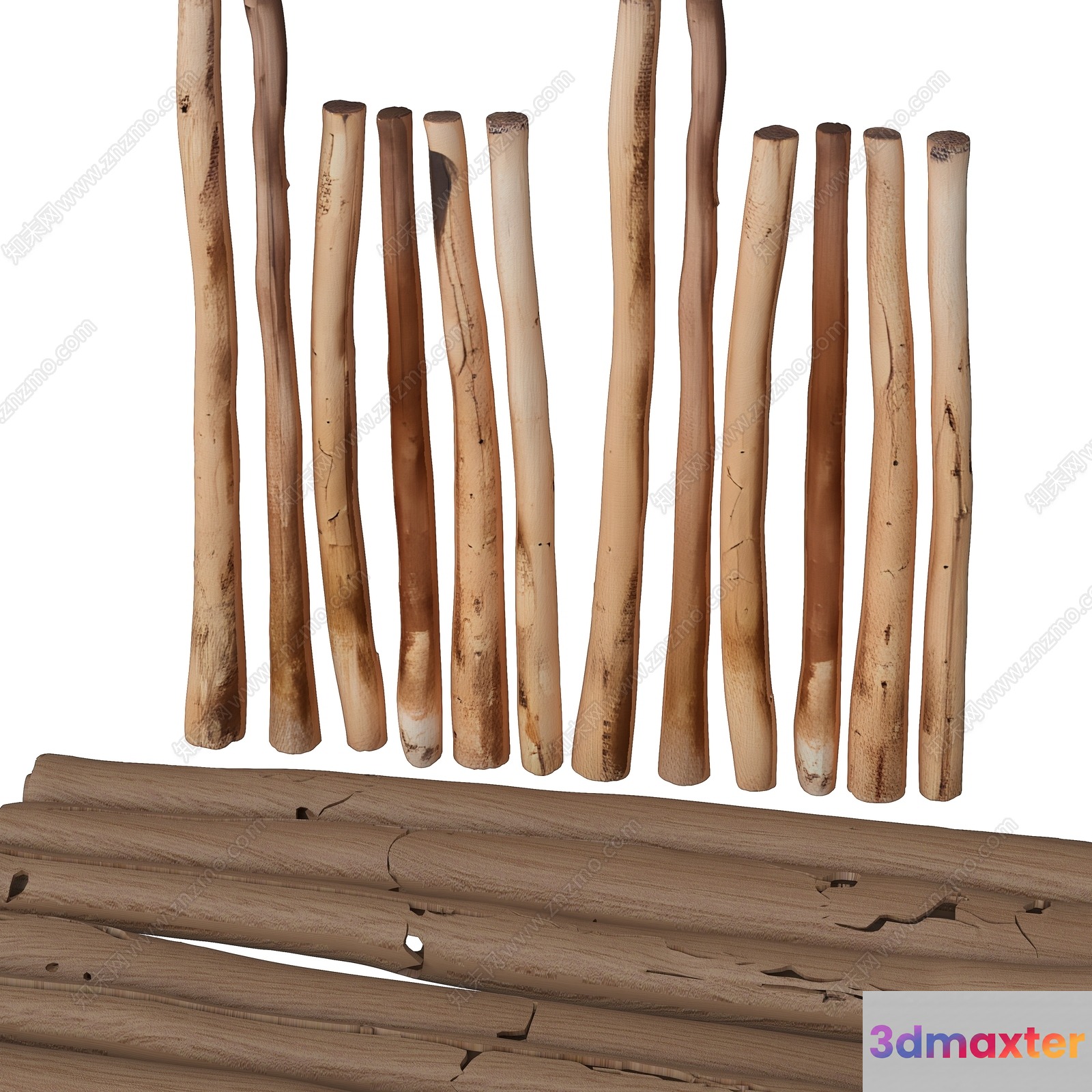Wooden Sticks 3D Model - 11417 - VRAY Render