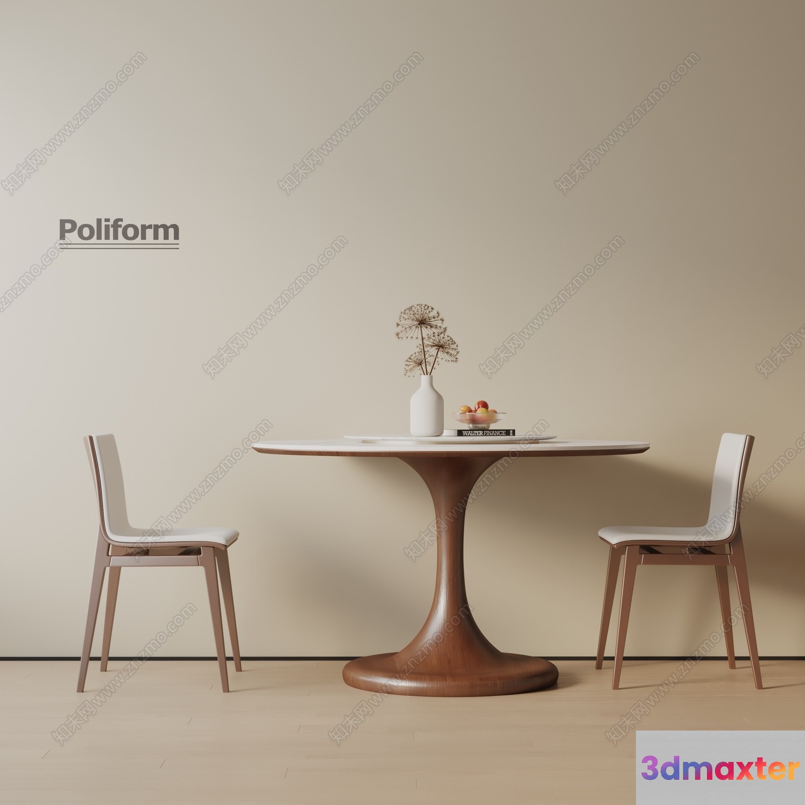 A Small Table And Chairs 3D Model - 10497 - VRAY Render