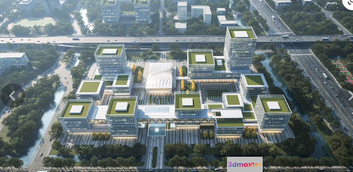 A Large Building Complex With A Modern Architectural Style 3D Model - 2050 - VRAY Render