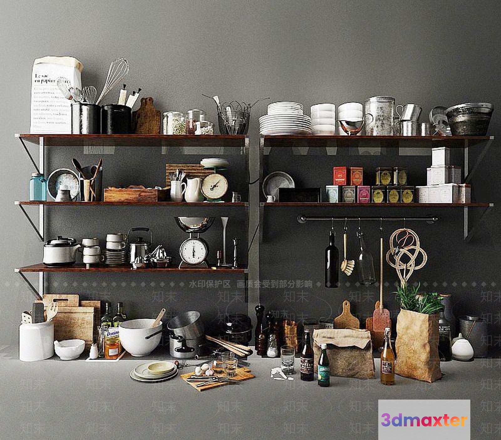 Kitchen Shelving Unit 3D Model - 12757 - VRAY Render