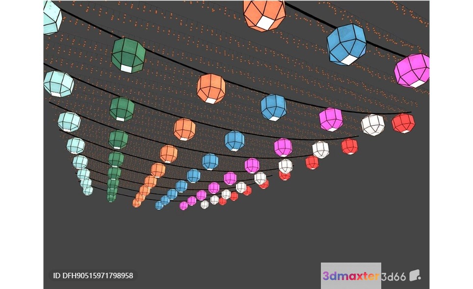 A 3D Rendering Of Colorful Lights 3D Model - 21102 - VRAY Render