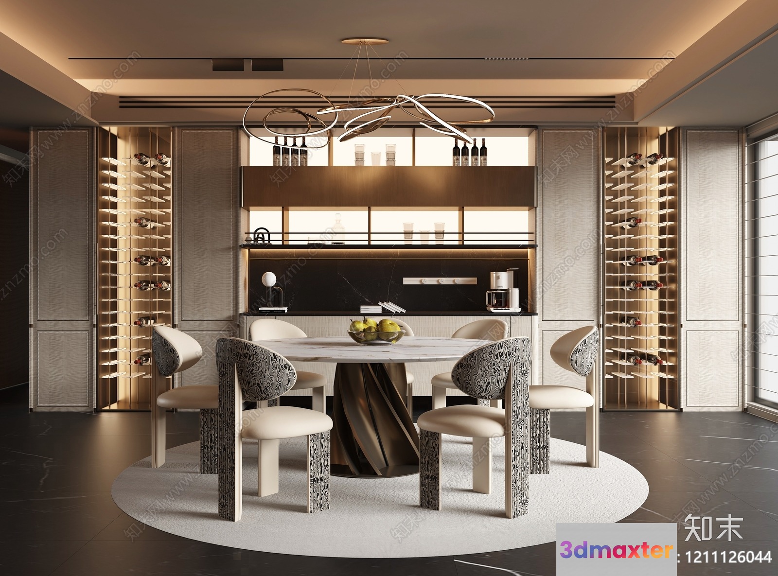 Modern Dining Room 3D Model - 9345 - VRAY Render