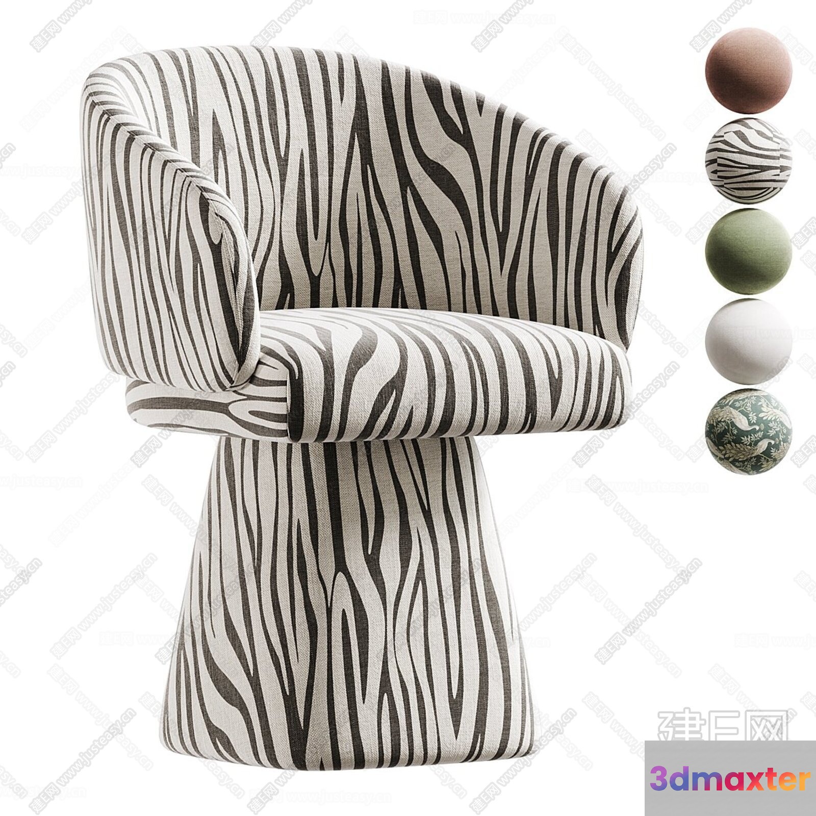Modern Zebra Print Chair 3D Model - 9604 - CORONA Render