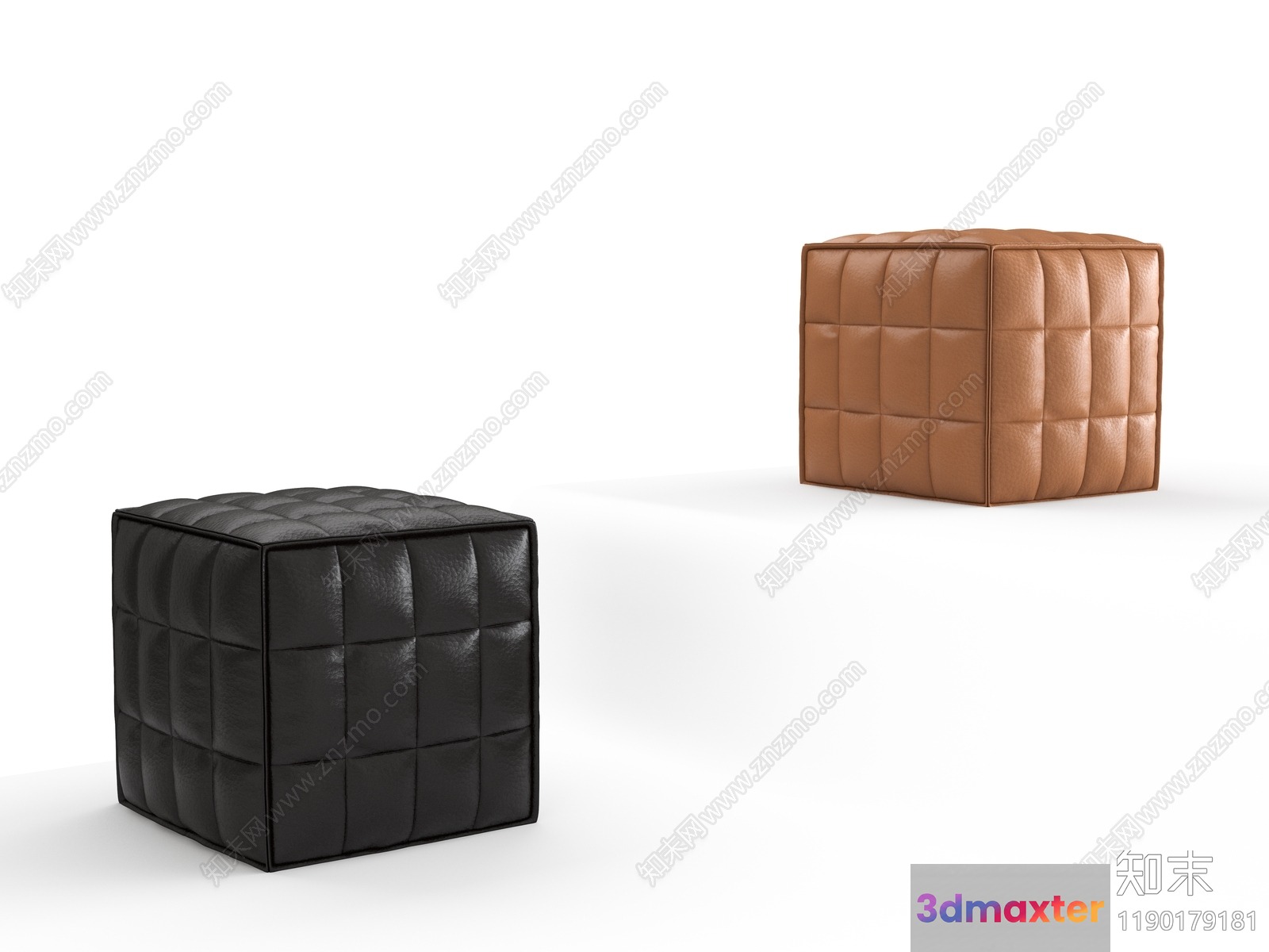 Black And Brown Leather Cubes 3D Model - 17895 - VRAY Render