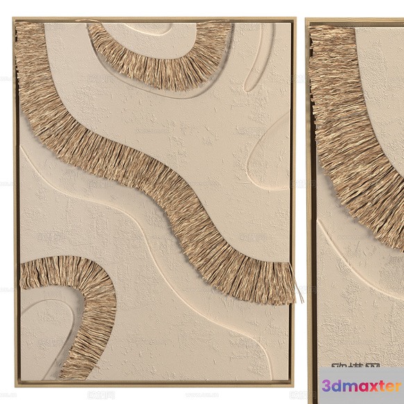 Artistic Wall Hanging With Natural Textures 3D Model - 7639 - CORONA Render
