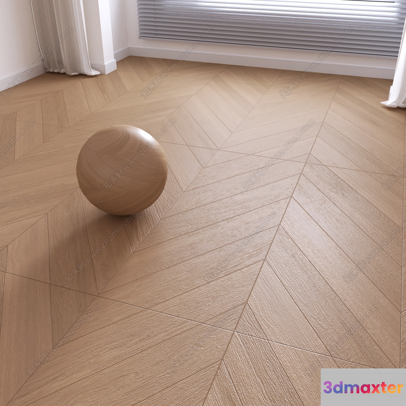 A Wooden Ball On A Wood Floor 3D Model - 16895 - VRAY Render
