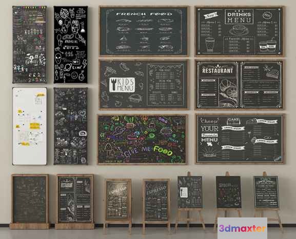 Chalkboard Menus 3D Model - 2639 - VRAY Render