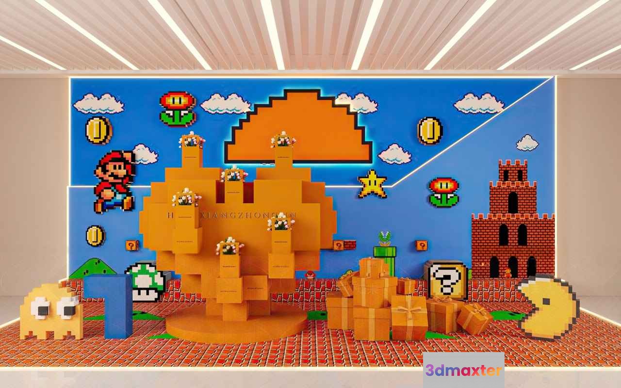 A Colorful Pixelated Display 3D Model - 15487 - VRAY Render