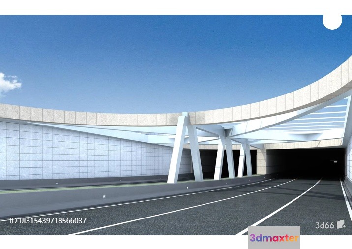 A Modern White Building With A Large Open Entrance 3D Model - 16797 - VRAY Render
