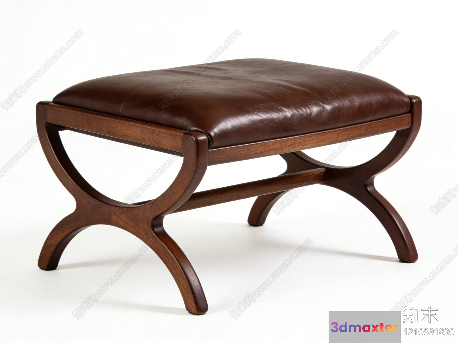 A Brown Leather Stool 3D Model - 7011 - VRAY Render