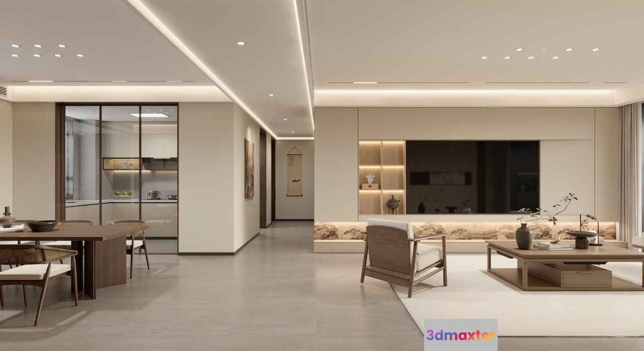 Modern Living Room 3D Model - 4894 - VRAY Render