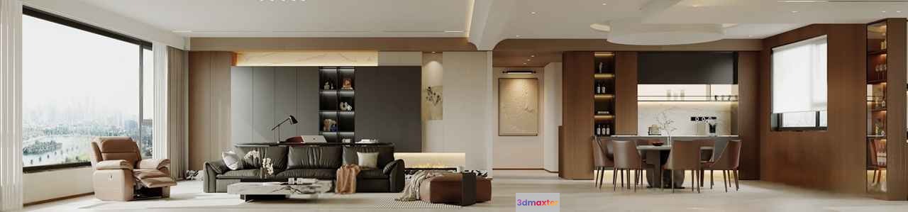 Modern Living Room 3D Model - 18407 - VRAY Render