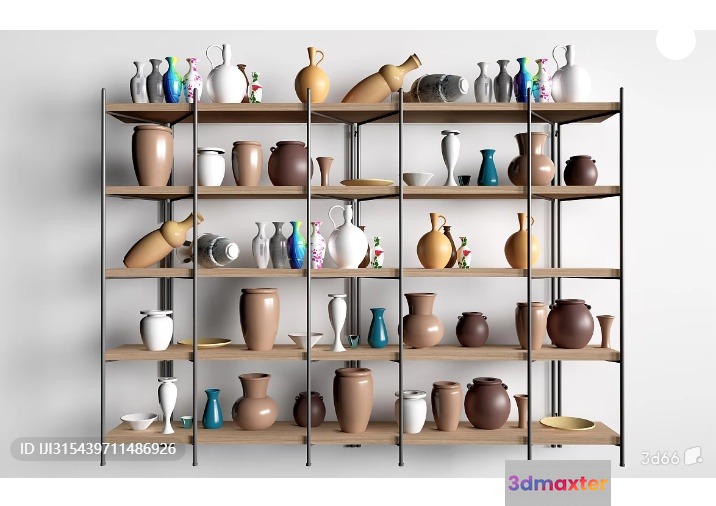 Metal And Wood Shelving Unit 3D Model - 9452 - VRAY Render