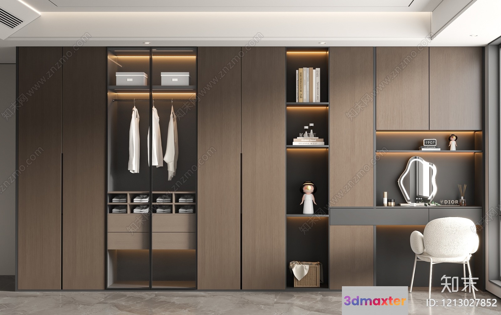 Modern Walk-In Closet 3D Model - 3295 - VRAY Render