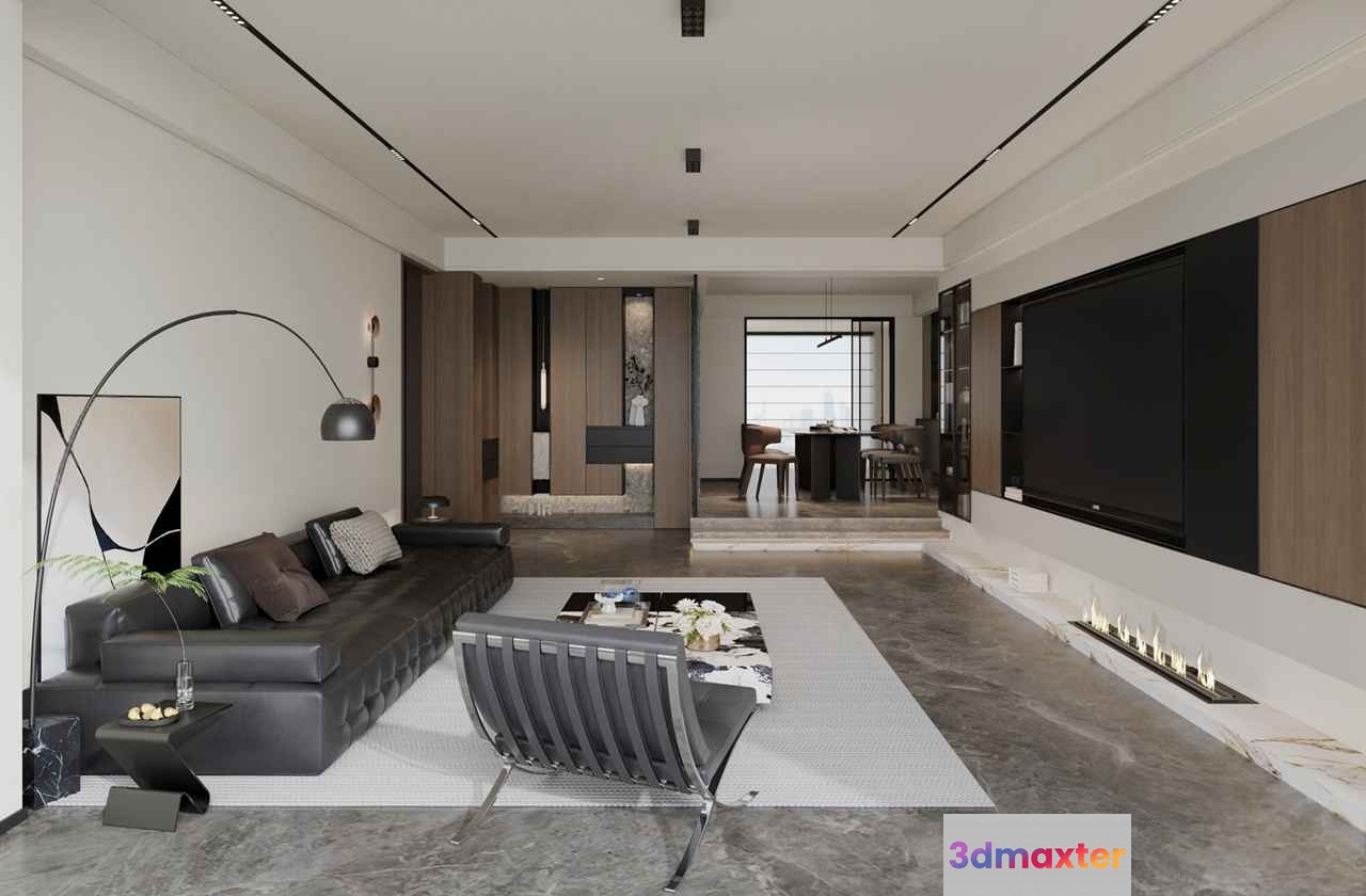 Modern Living Room 3D Model - 6885 - VRAY Render