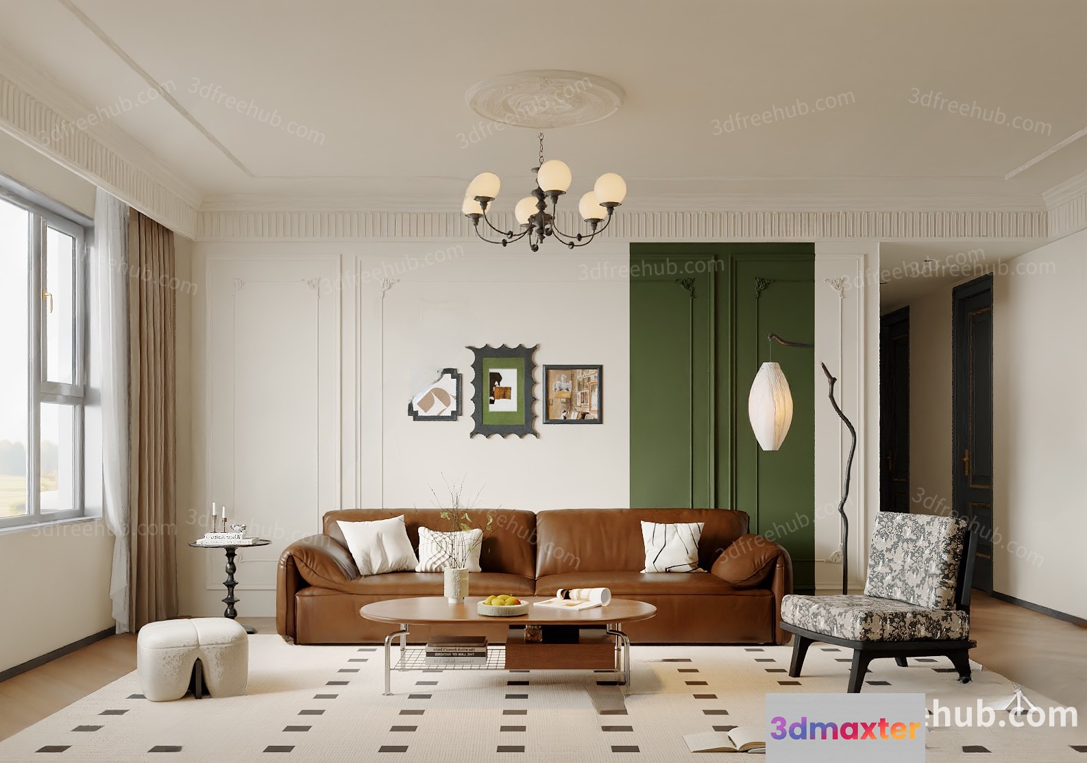 Modern Living Room 3D Model - 22890 - VRAY Render