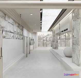 A White Hallway 3D Model - 5245 - VRAY Render