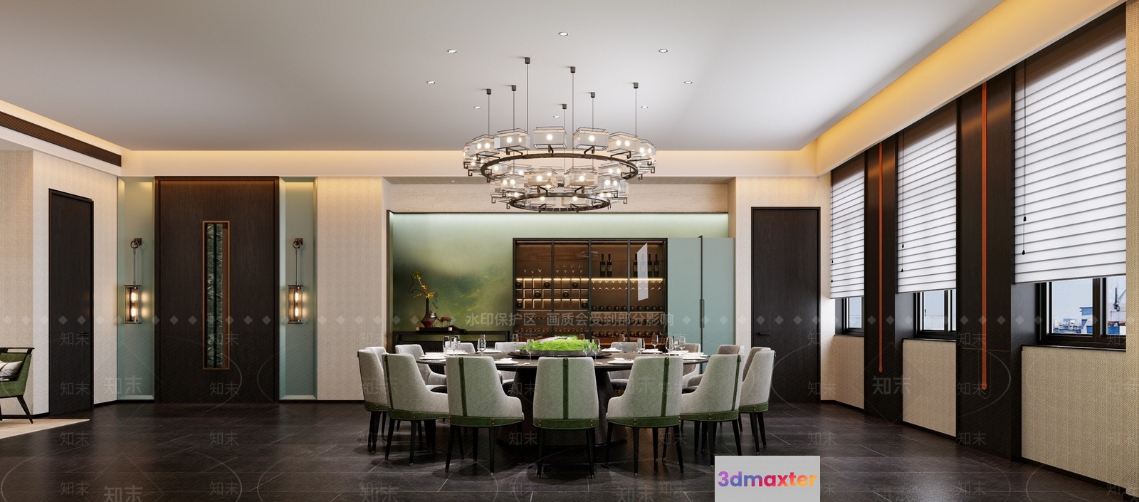 A Large Dining Table 3D Model - 14307 - VRAY Render