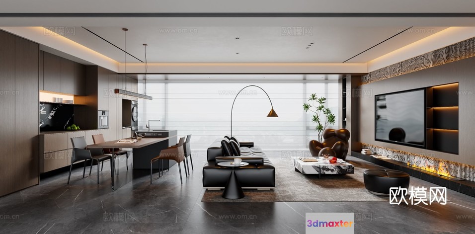 Modern Living Room 3D Model - 5707 - VRAY Render
