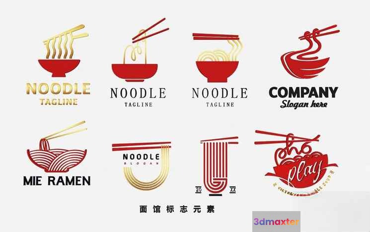 Modern Logo Designs For A Noodle Company 3D Model - 5121 - VRAY Render