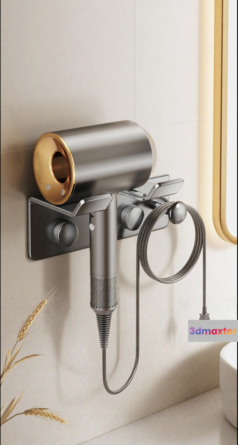 A Silver Hair Dryer 3D Model - 16887 - VRAY Render