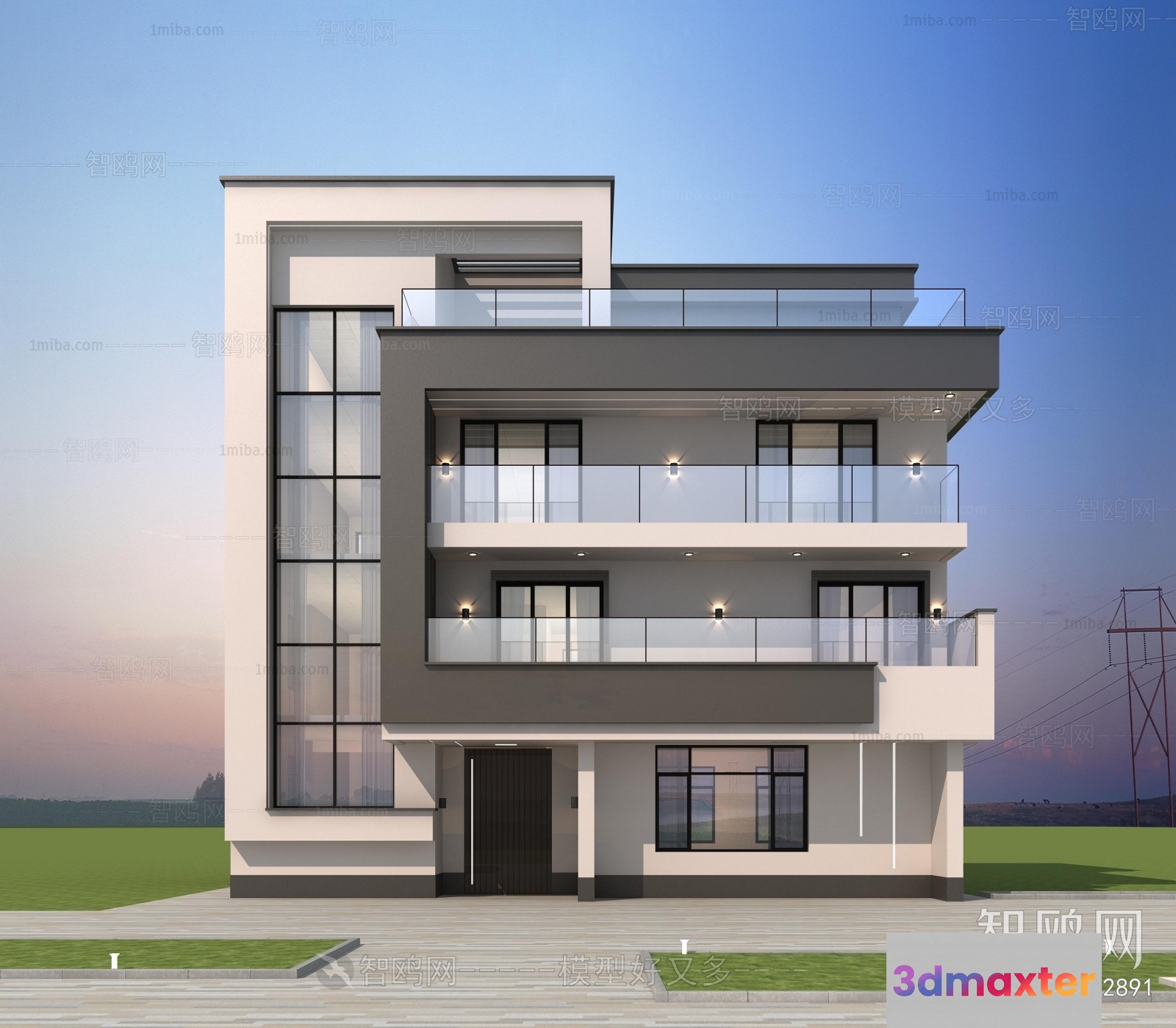 Modern Multi-Story Building 3D Model - 17352 - VRAY Render