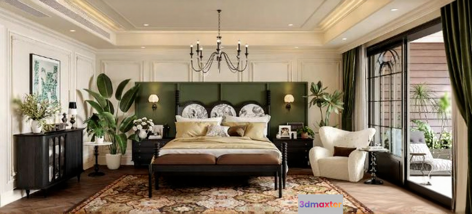Cozy Bedroom 3D Model - 17523 - CORONA Render