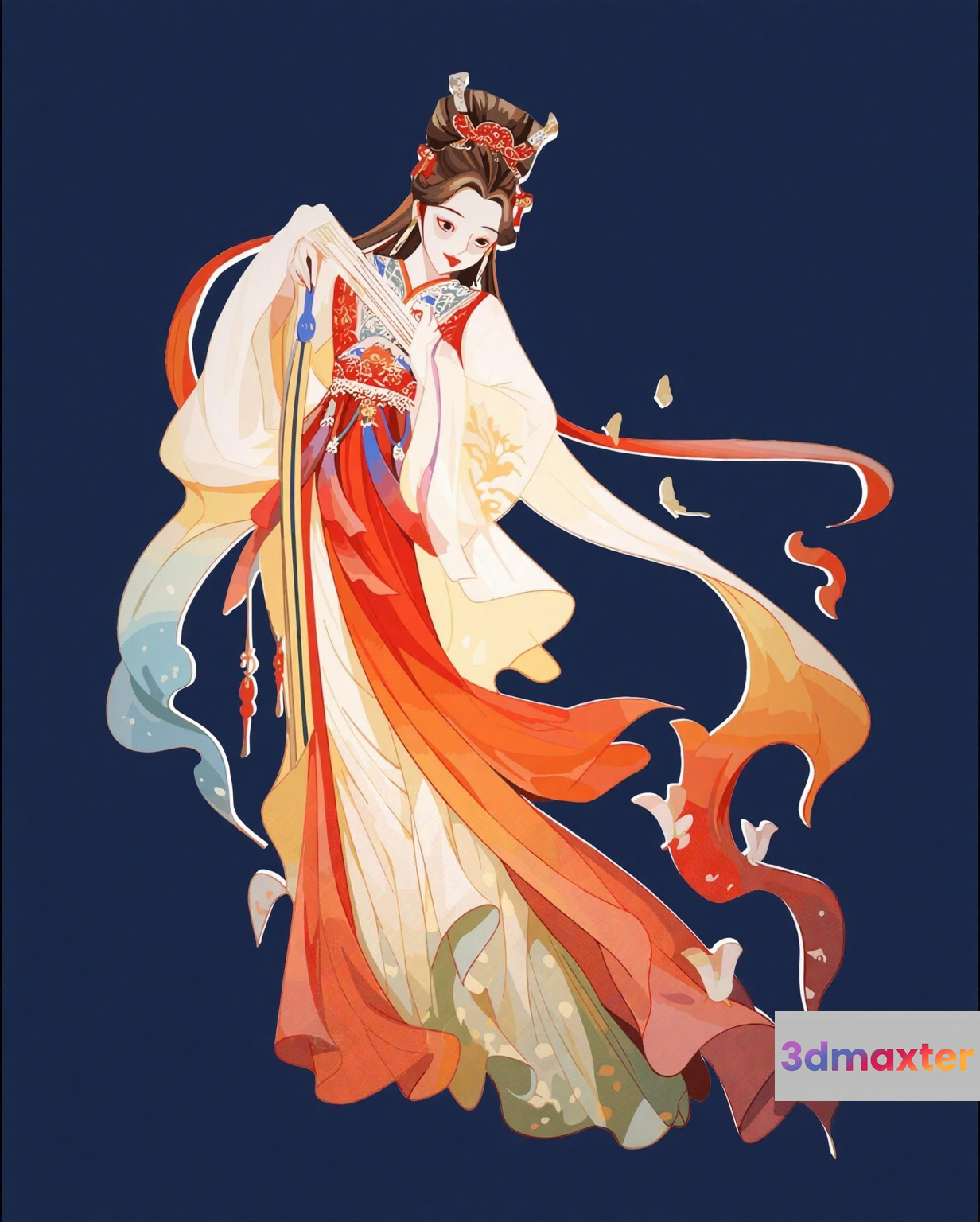 A Woman In A Traditional Chinese Dress 3D Model - 11059 - VRAY Render