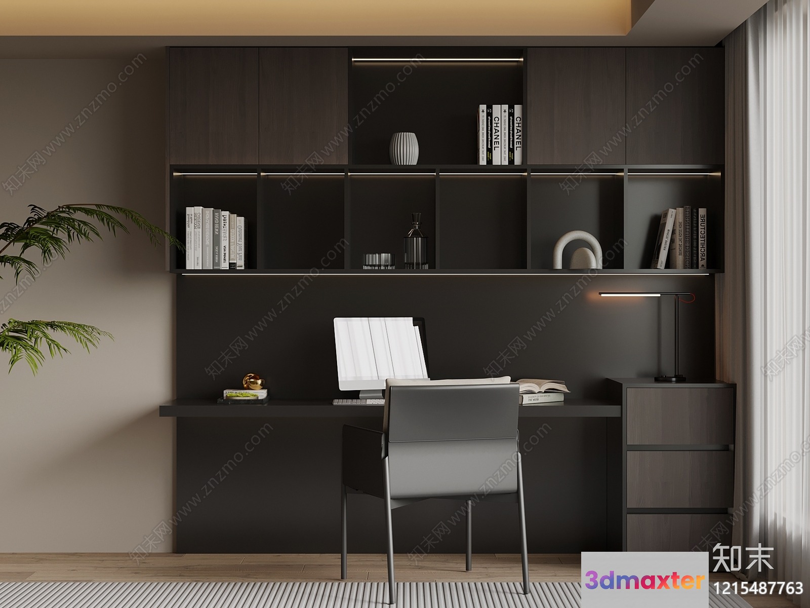 Modern Home Office Setup 3D Model - 15257 - VRAY Render