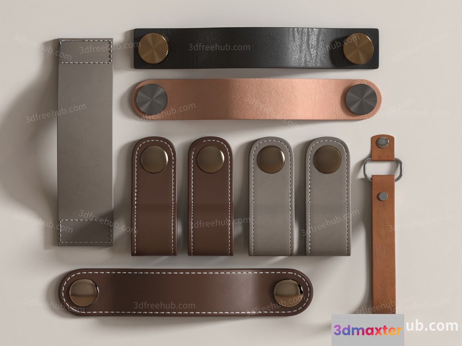 Brown Leather Straps 3D Model - 20808 - VRAY Render