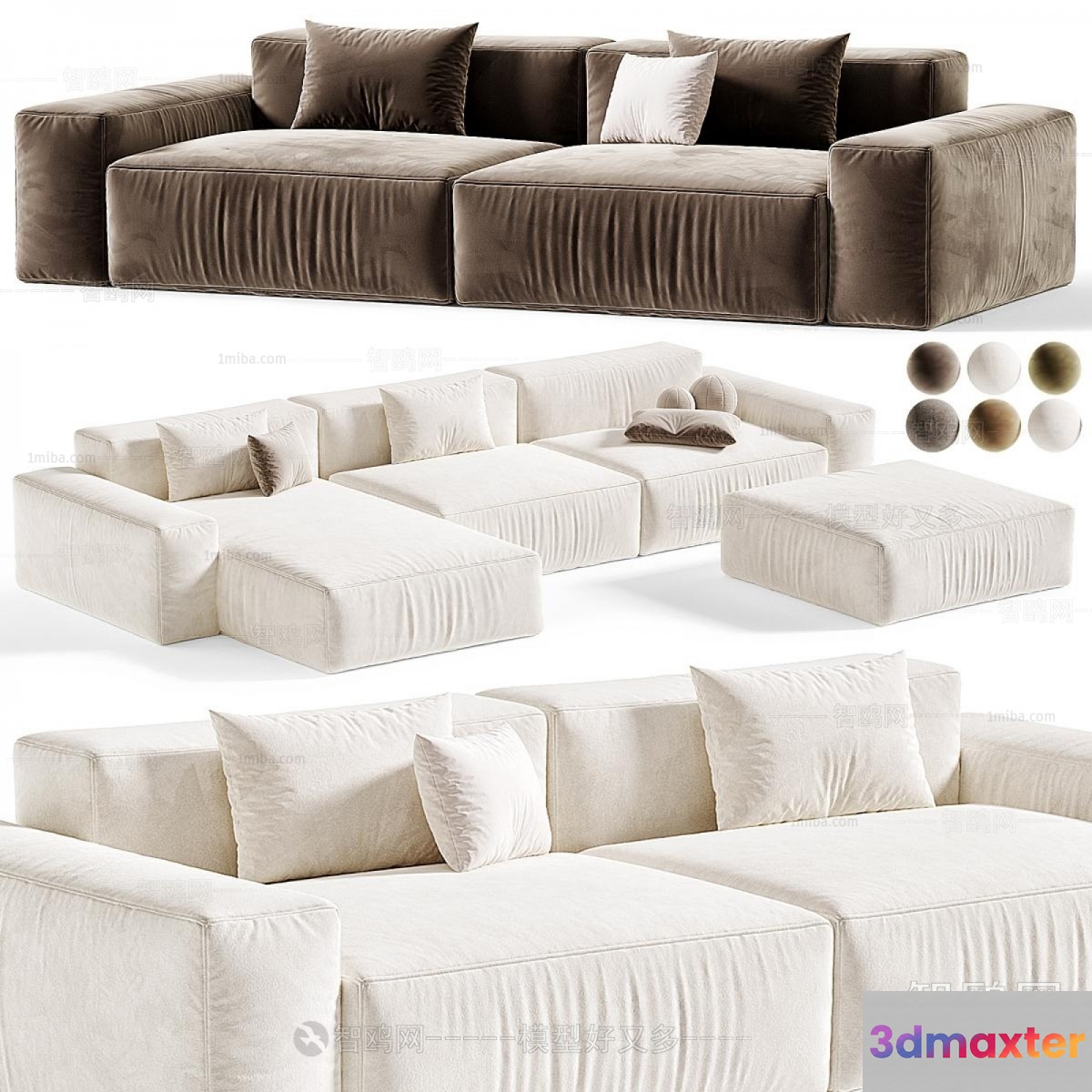 Modern White Sofa 3D Model - 12216 - VRAY Render