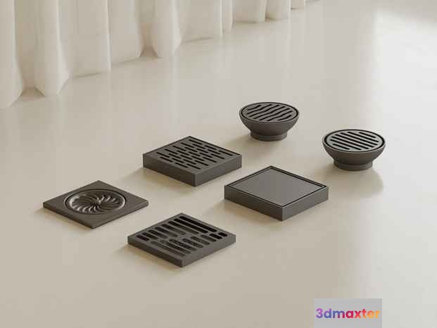 Grey Drain Covers 3D Model - 9372 - VRAY Render