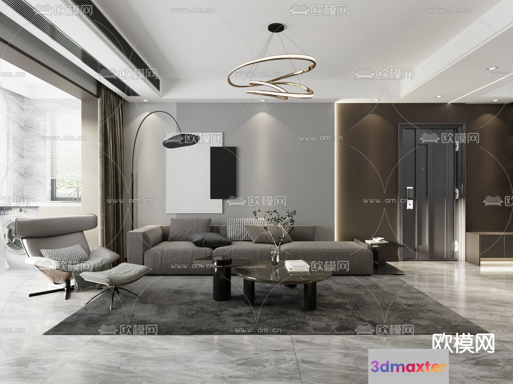 Modern Living Room 3D Model - 19116 - VRAY Render