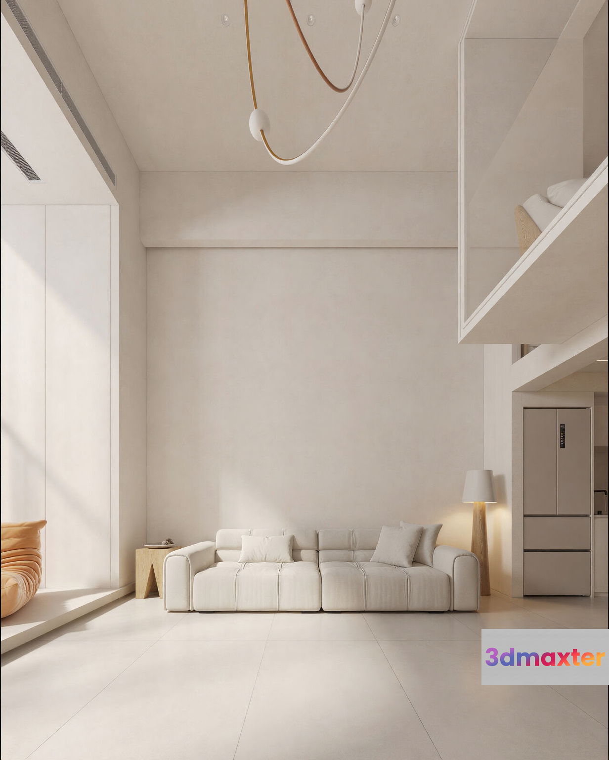 Modern White Living Room 3D Model - 18206 - CORONA Render