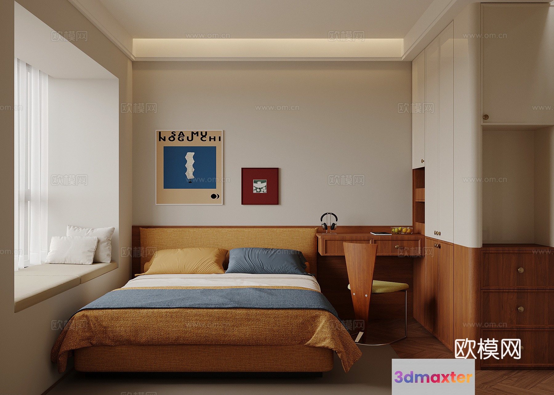 Cozy Bedroom 3D Model - 14605 - VRAY Render
