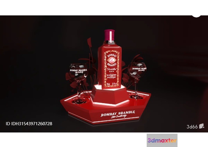 A Bottle Of Bombay Bramble Gin 3D Model - 9433 - VRAY Render