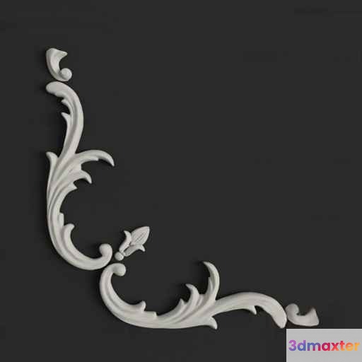 White Decorative Wall Molding 3D Model - 4041 - VRAY Render