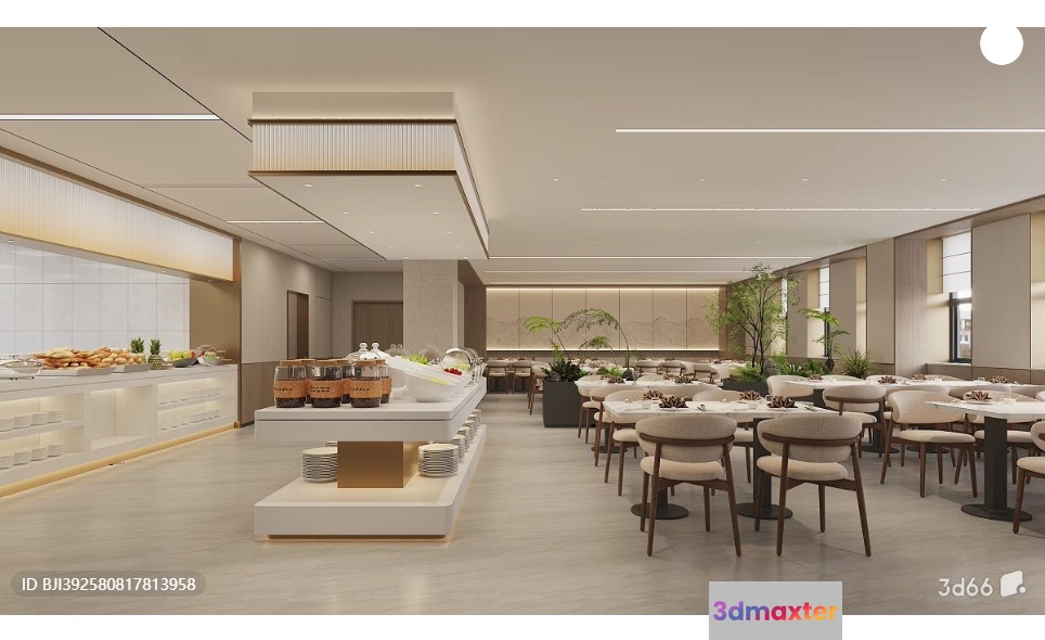 A Large Open Room With Tables And Chairs 3D Model - 16782 - VRAY Render