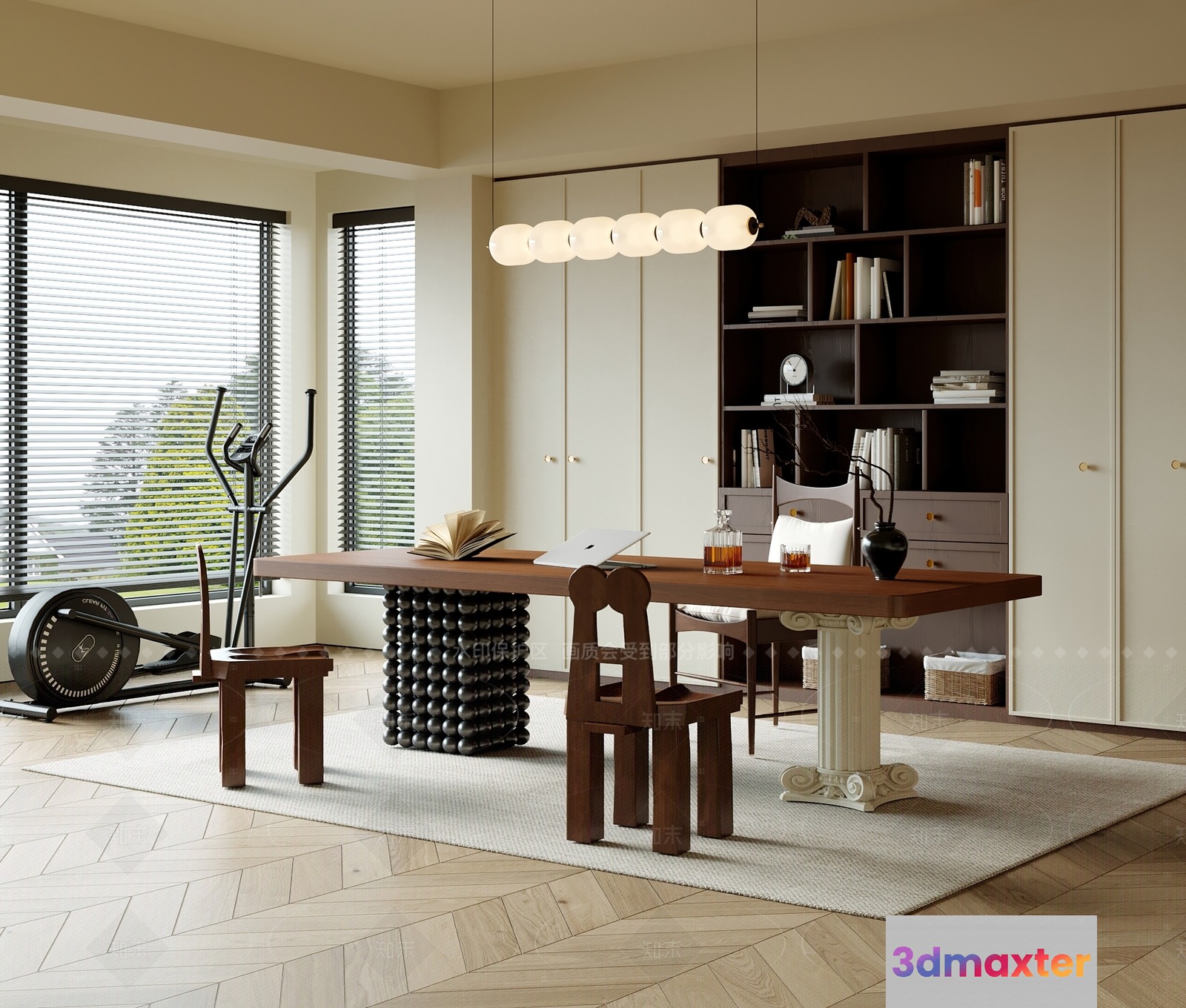 Modern Home Office 3D Model - 1996 - VRAY Render