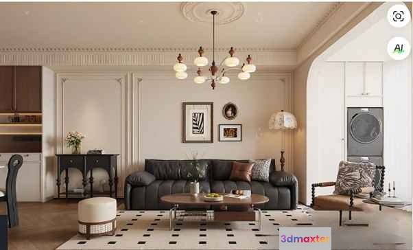Modern Living Room 3D Model - 522 - VRAY Render