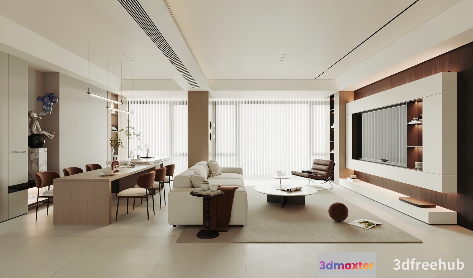 Modern Living Room 3D Model - 22296 - VRAY Render