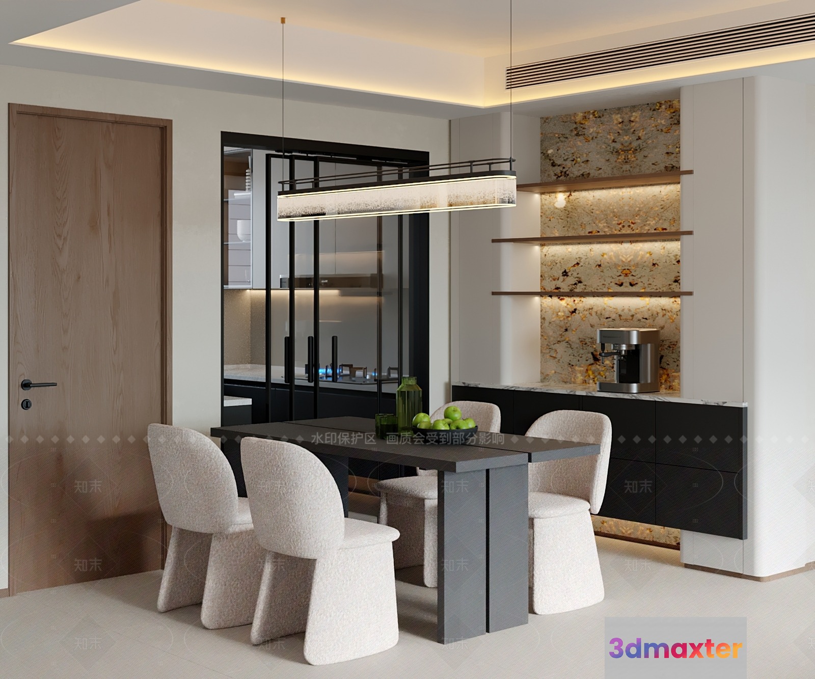 Modern Dining Room 3D Model - 17744 - VRAY Render