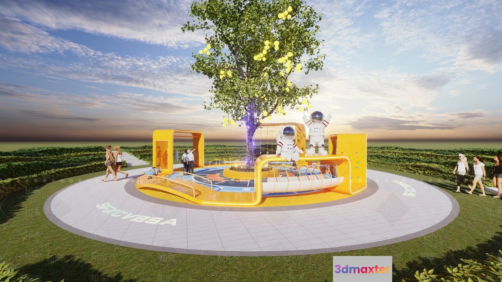 The Main Subject Is A Futuristic Playground 3D Model - 9213 - VRAY Render