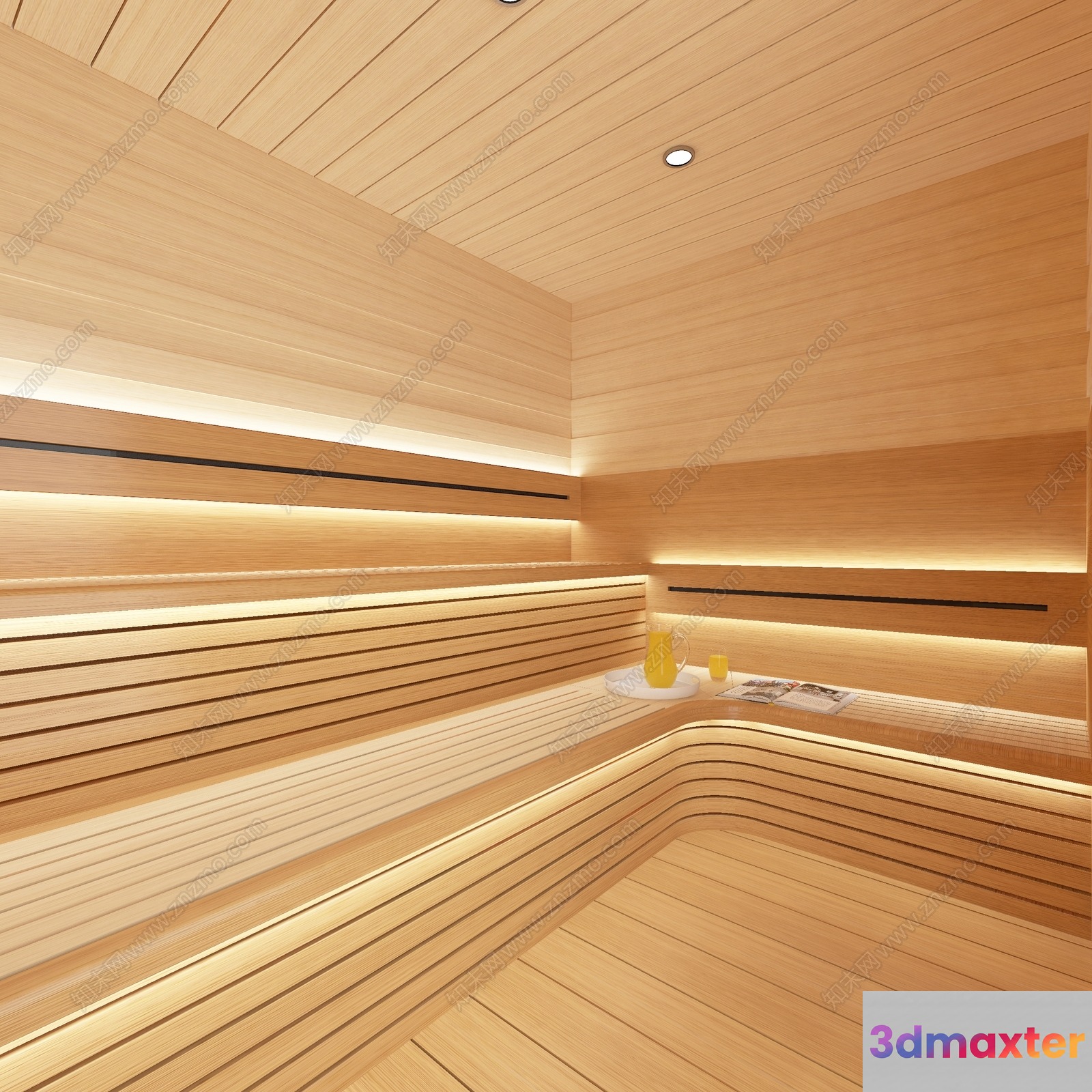 Wooden Sauna Room 3D Model - 1811 - VRAY Render