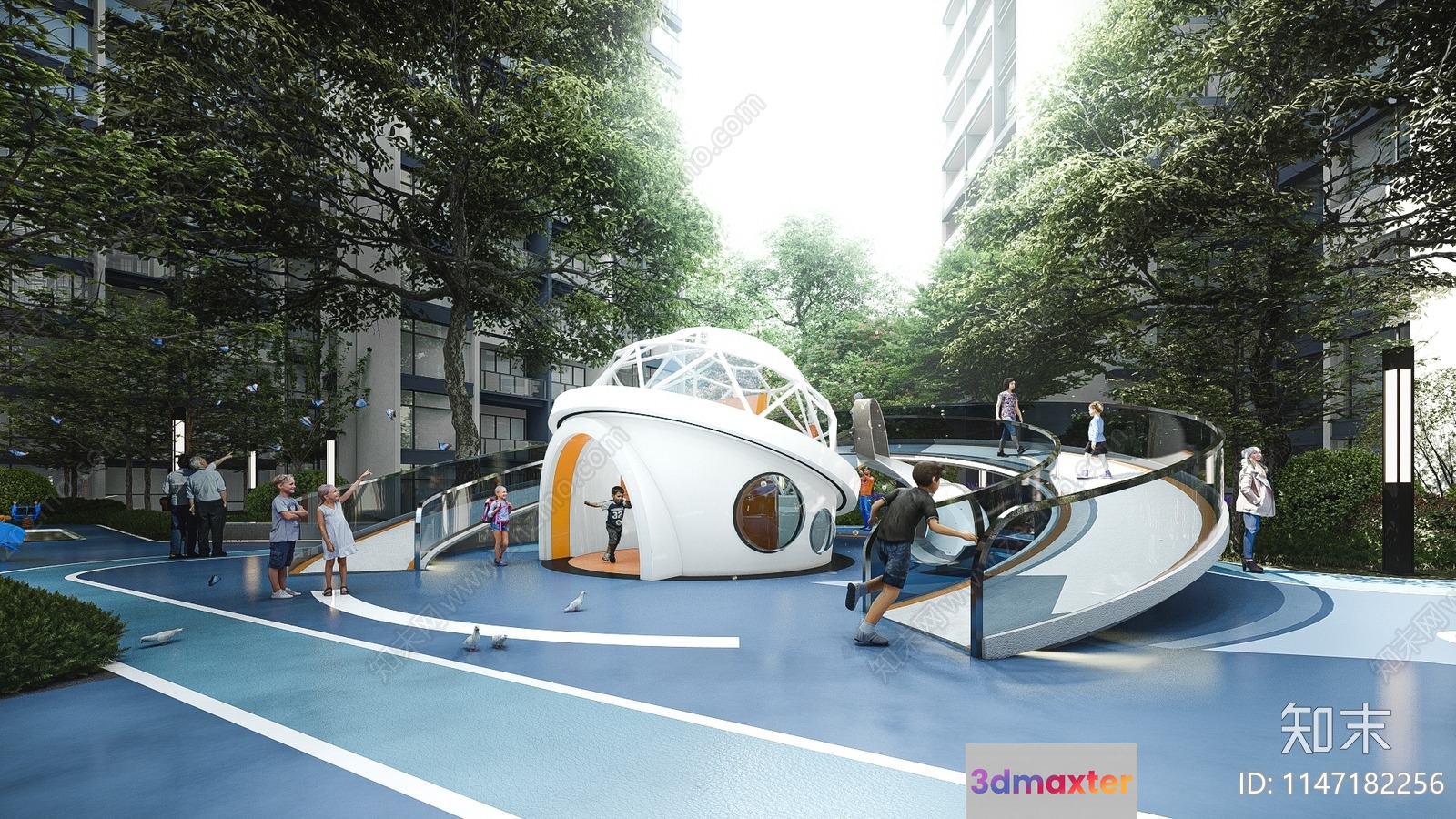 The Main Subject Is A Futuristic Playground With A Unique Design 3D Model - 4941 - VRAY Render