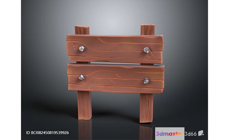 Wooden Sign With Metal Bolts 3D Model - 703 - VRAY Render