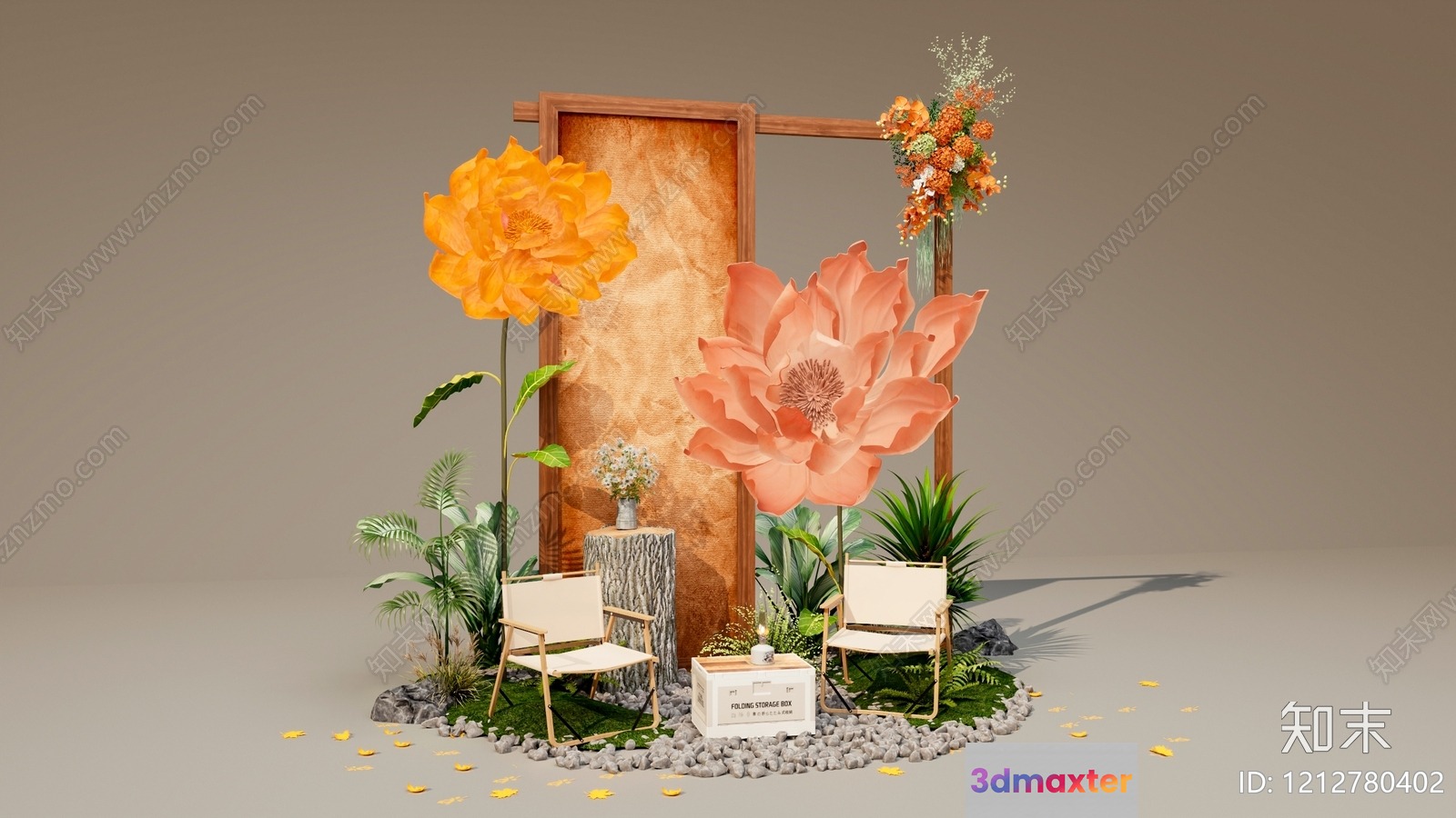 A Decorative Outdoor Seating Area 3D Model - 10619 - VRAY Render