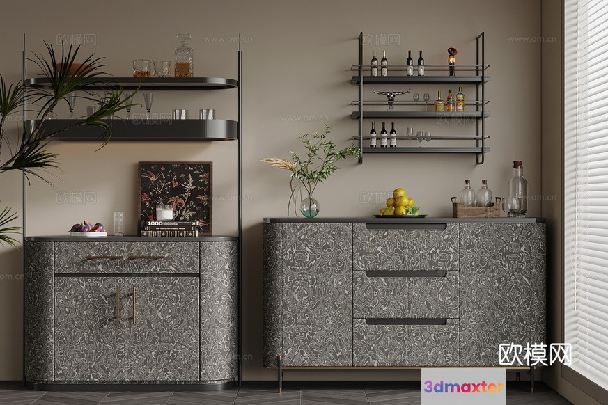 Modern Kitchen Decor 3D Model - 13973 - VRAY Render