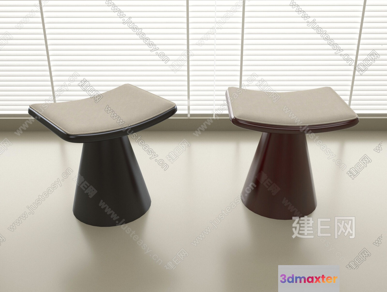 Modern Grey Stools 3D Model - 13963 - VRAY Render