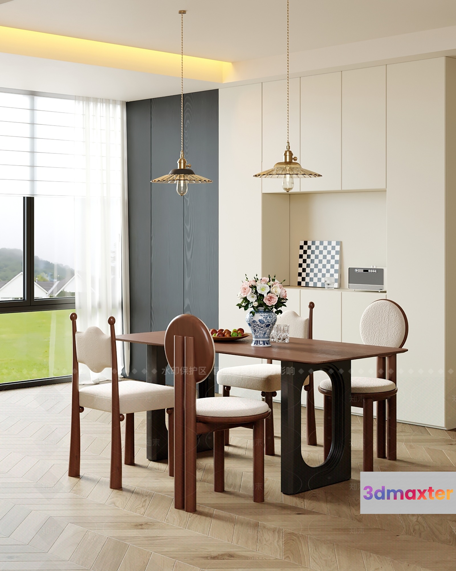 Dining Table With Chairs 3D Model - 5621 - VRAY Render
